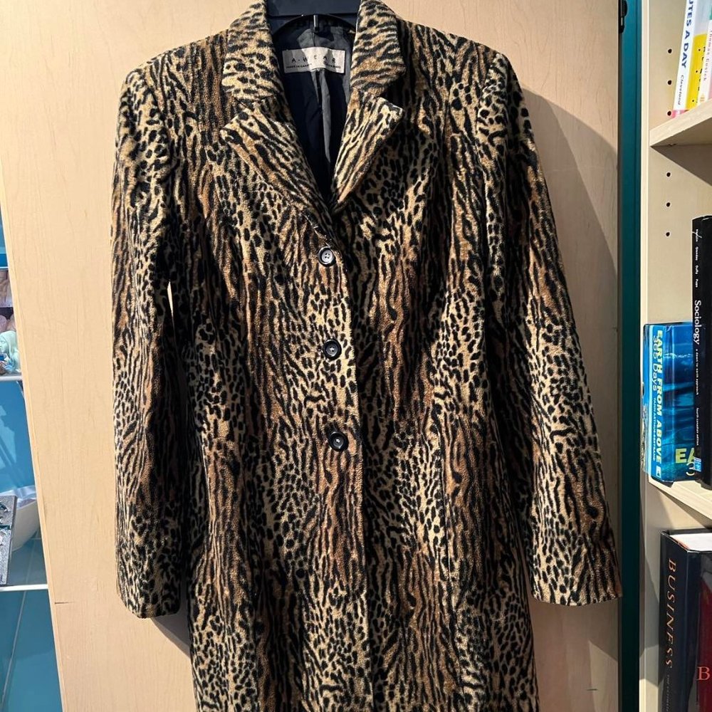 Vintage Leopard / Ocelot Faux Fur AWEAR Coat by Leone Sz. S
